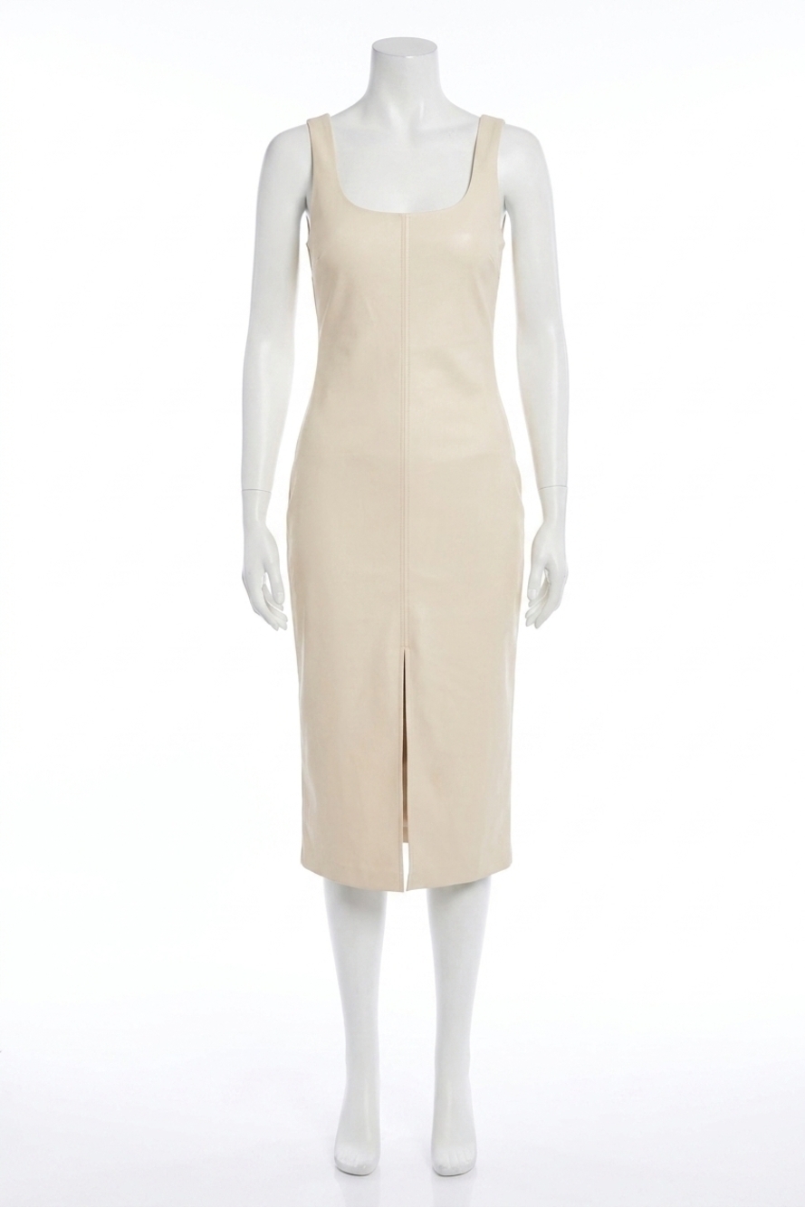 NEW COMMANDO faux leather midi dress in ivory